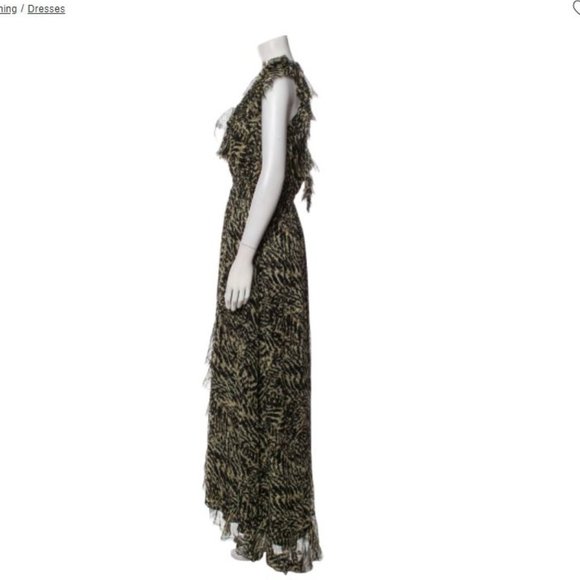 L'agence Womens Brown Abstract Printed Silk Sophie Flutter Maxi Dress Size M - Picture 14 of 14